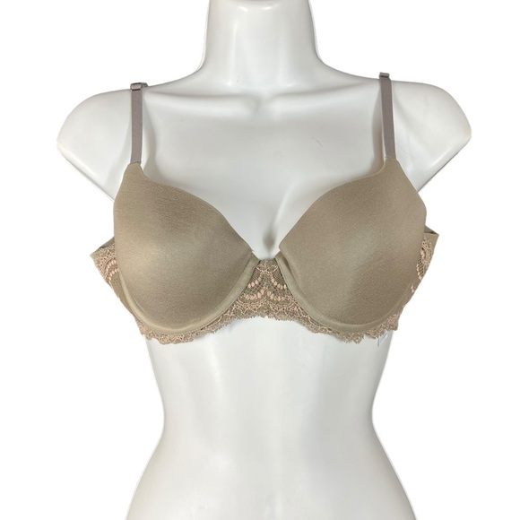 SPANX Other - Spanx Undietectable Moss Green With Pink Lace Trim Underwire Bra Women's 34B